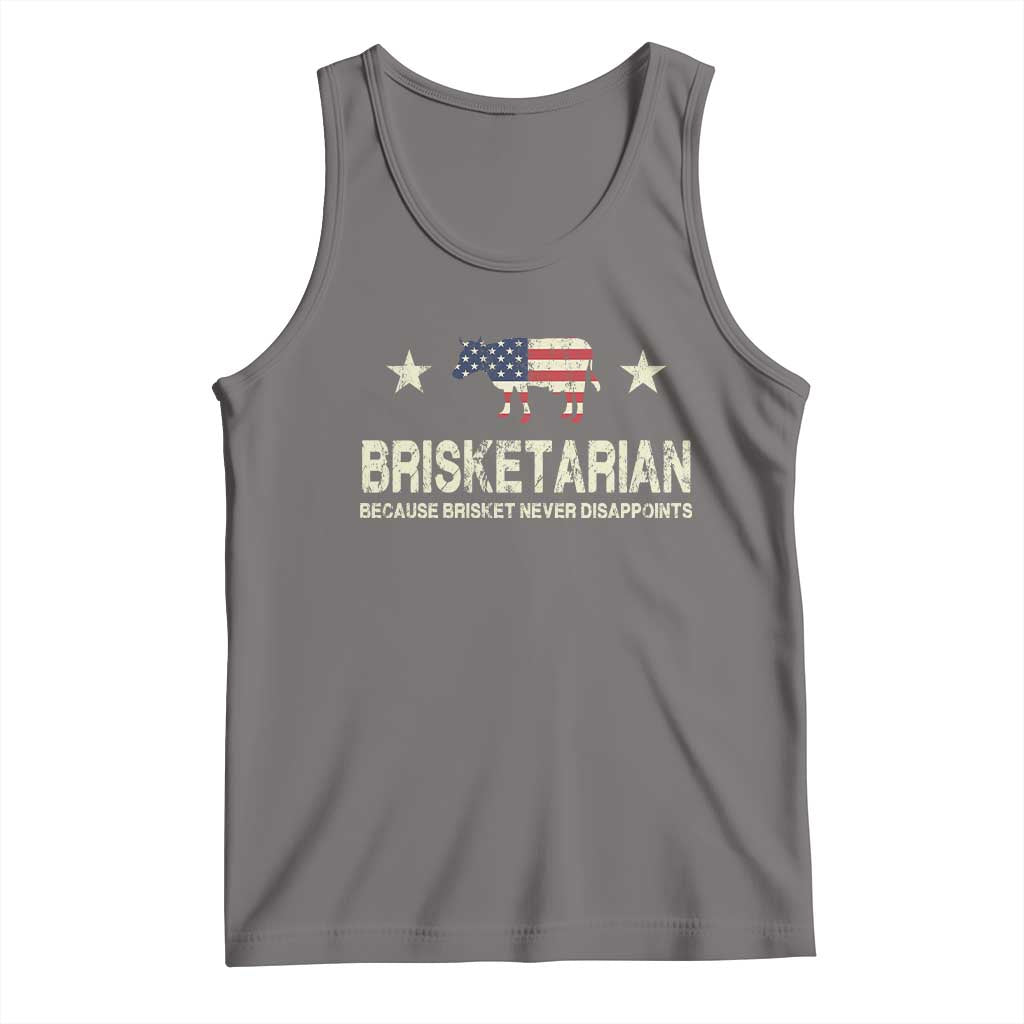 BBQ Tank Top Brisketarian Because Brisket Never Disappoints American Flag TS10 Deep Heather Print Your Wear