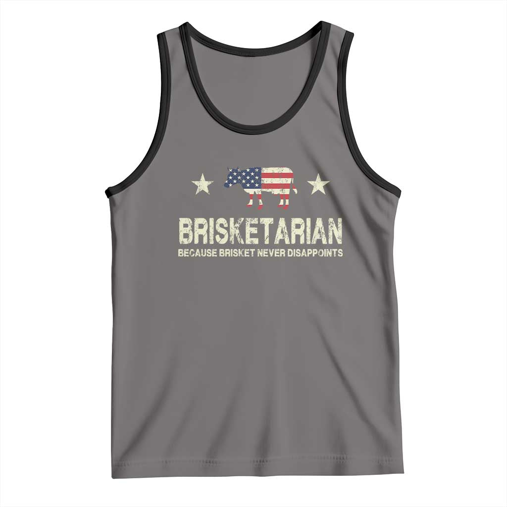 BBQ Tank Top Brisketarian Because Brisket Never Disappoints American Flag TS10 Deep Heather Black Print Your Wear