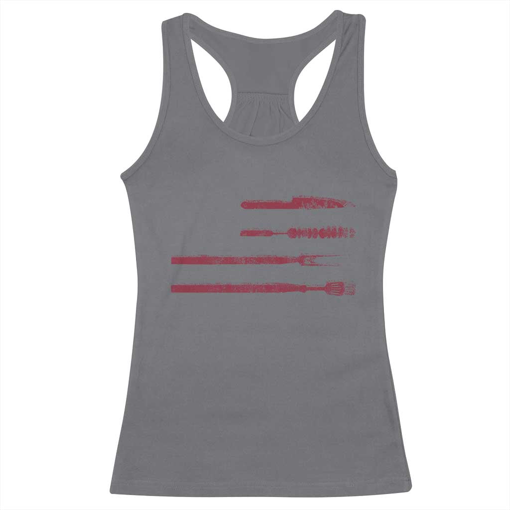BBQ Racerback Tank Top With Red Line American Flag Meat Smoker Grilling Gifts TS10 Charcoal Print Your Wear