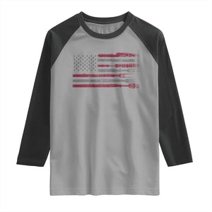 BBQ Raglan Shirt With Red Line American Flag Meat Smoker Grilling Gifts TS10 Sport Gray Black Print Your Wear