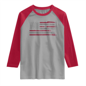 BBQ Raglan Shirt With Red Line American Flag Meat Smoker Grilling Gifts TS10 Sport Gray Red Print Your Wear
