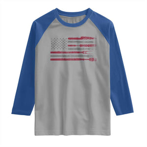 BBQ Raglan Shirt With Red Line American Flag Meat Smoker Grilling Gifts TS10 Sport Gray Royal Print Your Wear