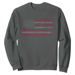BBQ Sweatshirt With Red Line American Flag Meat Smoker Grilling Gifts TS10 Dark Heather Print Your Wear
