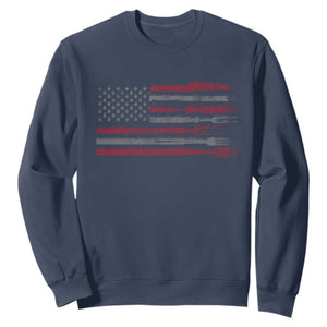 BBQ Sweatshirt With Red Line American Flag Meat Smoker Grilling Gifts TS10 Navy Print Your Wear