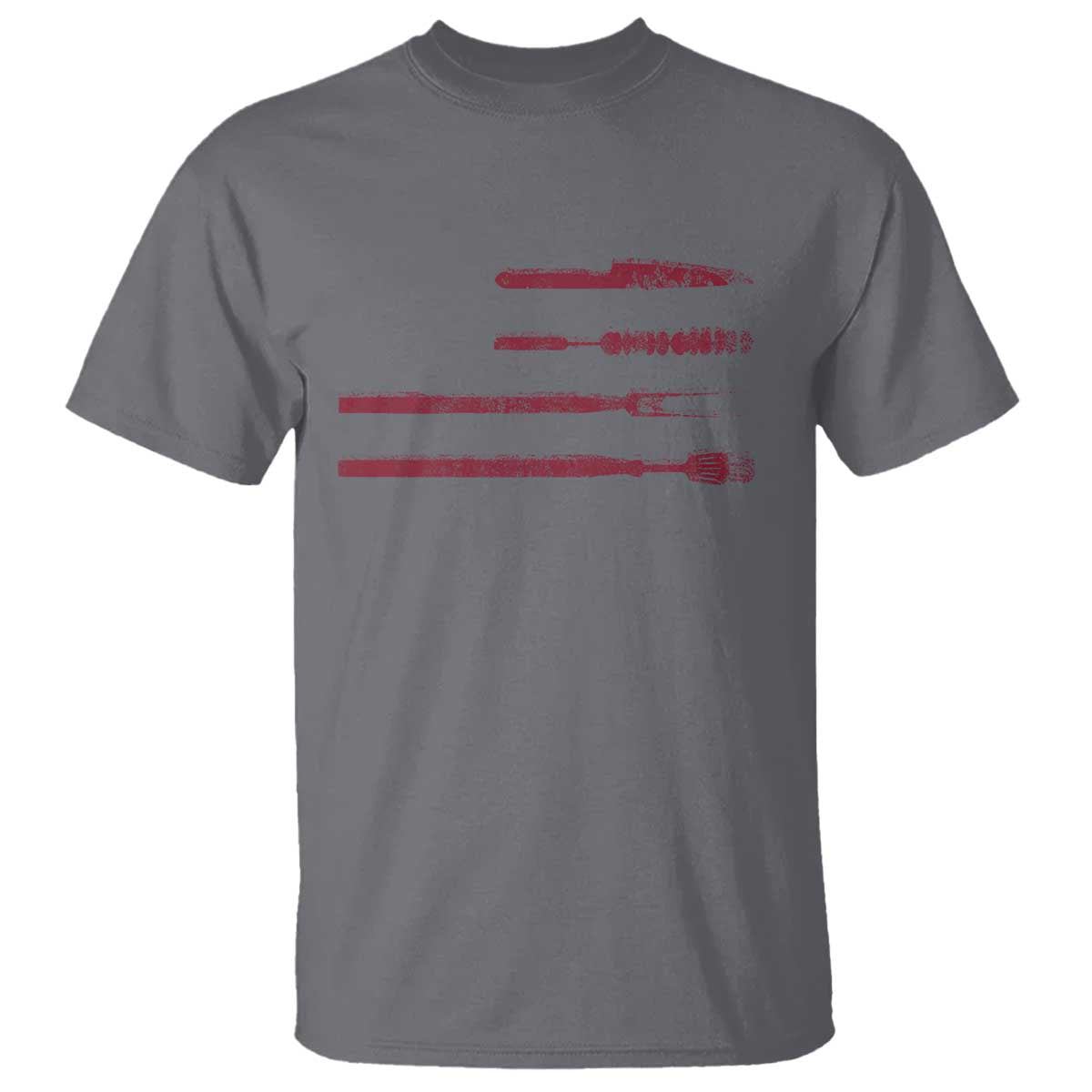 BBQ T Shirt With Red Line American Flag Meat Smoker Grilling Gifts TS10 Charcoal Print Your Wear