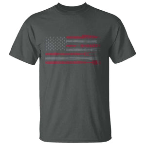 BBQ T Shirt With Red Line American Flag Meat Smoker Grilling Gifts TS10 Dark Heather Print Your Wear