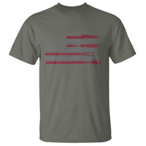 BBQ T Shirt With Red Line American Flag Meat Smoker Grilling Gifts TS10 Military Green Print Your Wear
