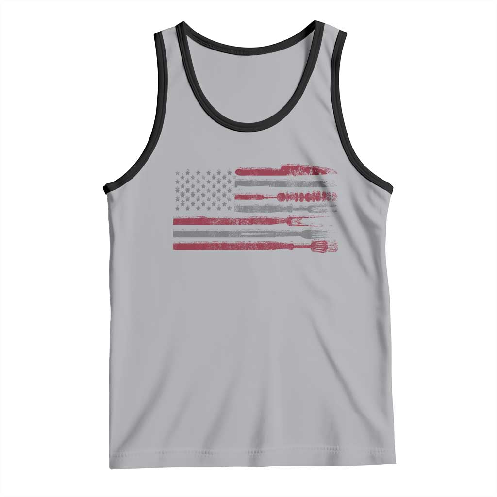 BBQ Tank Top With Red Line American Flag Meat Smoker Grilling Gifts TS10 Athletic Heather Black Print Your Wear