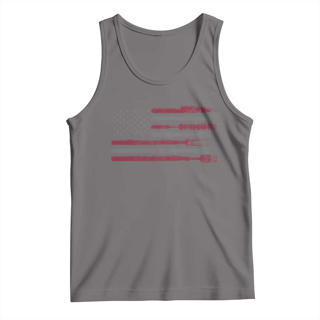 BBQ Tank Top With Red Line American Flag Meat Smoker Grilling Gifts TS10 Deep Heather Print Your Wear