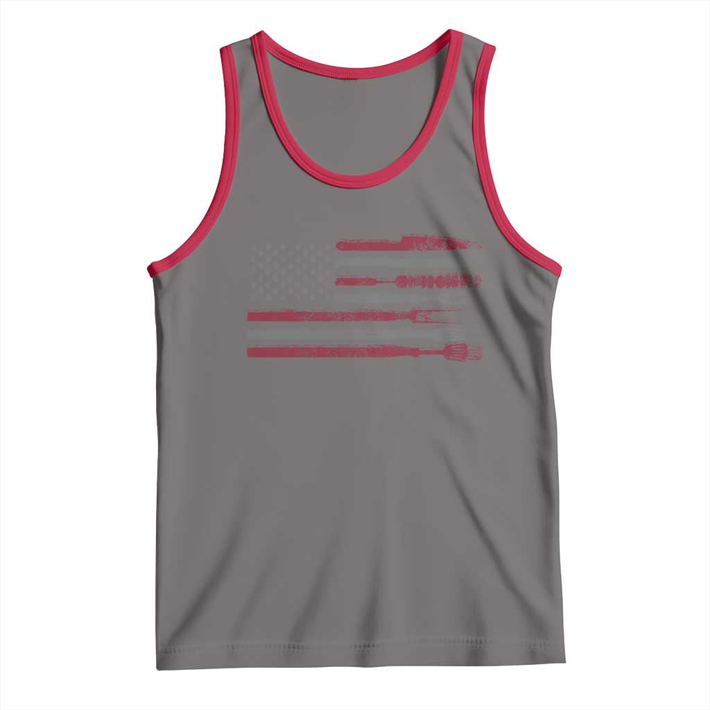 BBQ Tank Top With Red Line American Flag Meat Smoker Grilling Gifts TS10 Deep Heather Red Print Your Wear