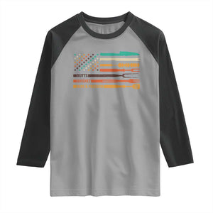 BBQ Raglan Shirt With American Flag Brisket Butts Ribs and Freedom Grilling Gifts TS10 Sport Gray Black Print Your Wear