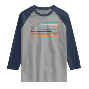 BBQ Raglan Shirt With American Flag Brisket Butts Ribs and Freedom Grilling Gifts TS10 Sport Gray Navy Print Your Wear