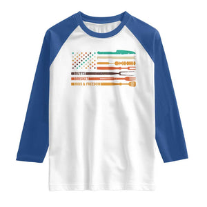 BBQ Raglan Shirt With American Flag Brisket Butts Ribs and Freedom Grilling Gifts TS10 White Royal Print Your Wear