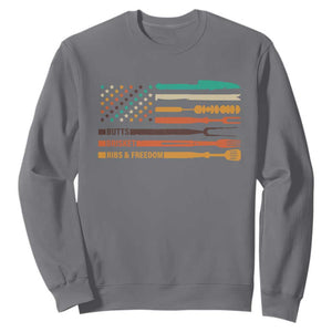 BBQ Sweatshirt With American Flag Brisket Butts Ribs and Freedom Grilling Gifts TS10 Charcoal Print Your Wear