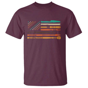 BBQ T Shirt With American Flag Brisket Butts Ribs and Freedom Grilling Gifts TS10 Maroon Print Your Wear