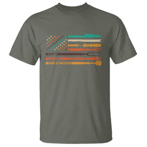 BBQ T Shirt With American Flag Brisket Butts Ribs and Freedom Grilling Gifts TS10 Military Green Print Your Wear