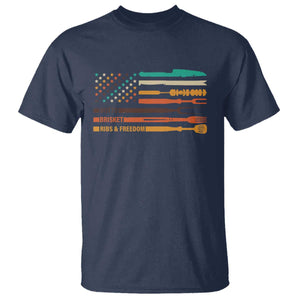 BBQ T Shirt With American Flag Brisket Butts Ribs and Freedom Grilling Gifts TS10 Navy Print Your Wear