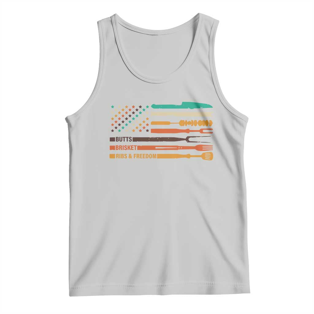 BBQ Tank Top With American Flag Brisket Butts Ribs and Freedom Grilling Gifts TS10 Ash Print Your Wear