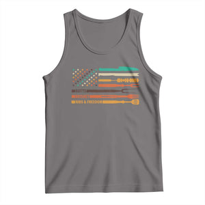 BBQ Tank Top With American Flag Brisket Butts Ribs and Freedom Grilling Gifts TS10 Deep Heather Print Your Wear