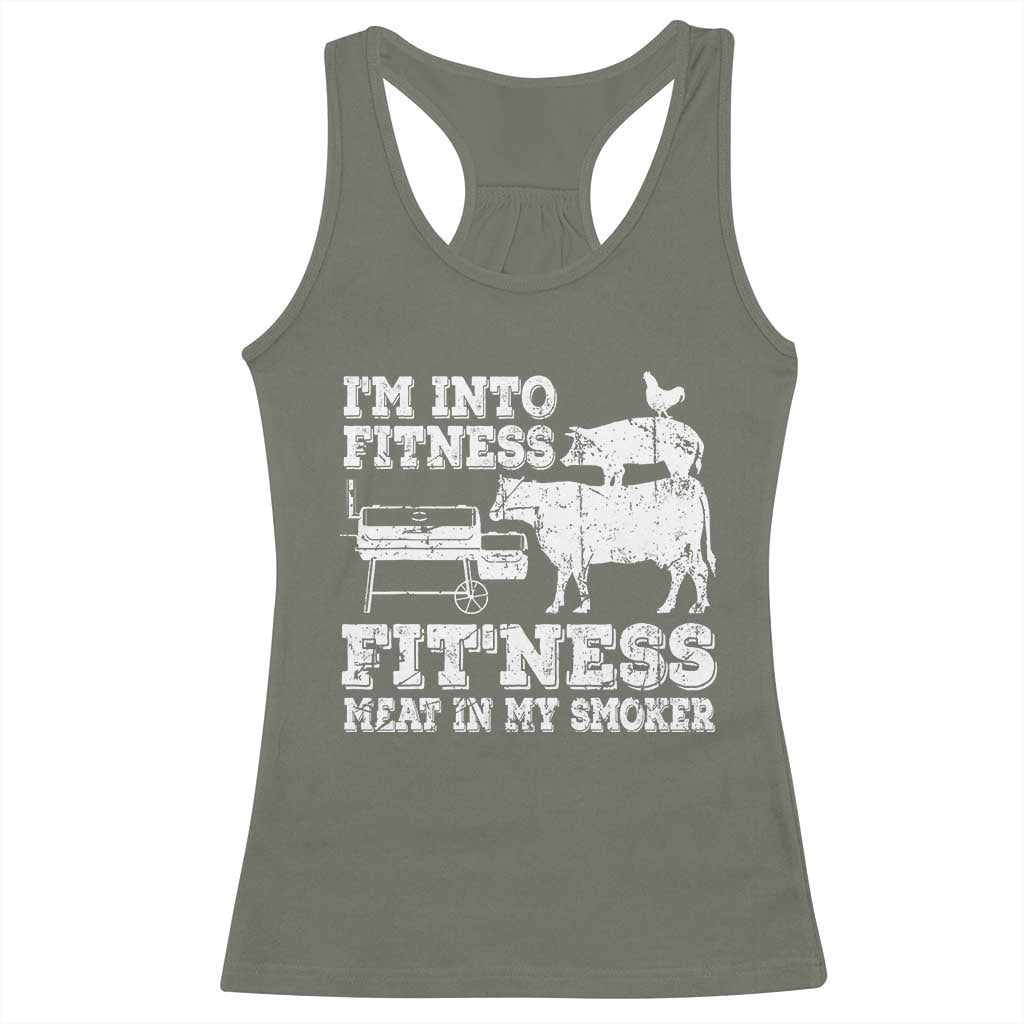 Funny BBQ Racerback Tank Top Meat Smoking Barbeque Griller Grilling Gifts TS10 Military Green Print Your Wear