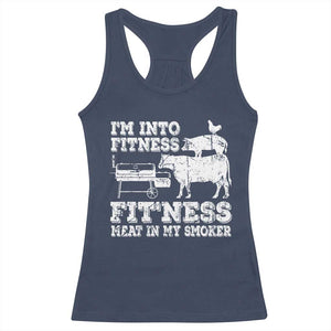 Funny BBQ Racerback Tank Top Meat Smoking Barbeque Griller Grilling Gifts TS10 Navy Print Your Wear