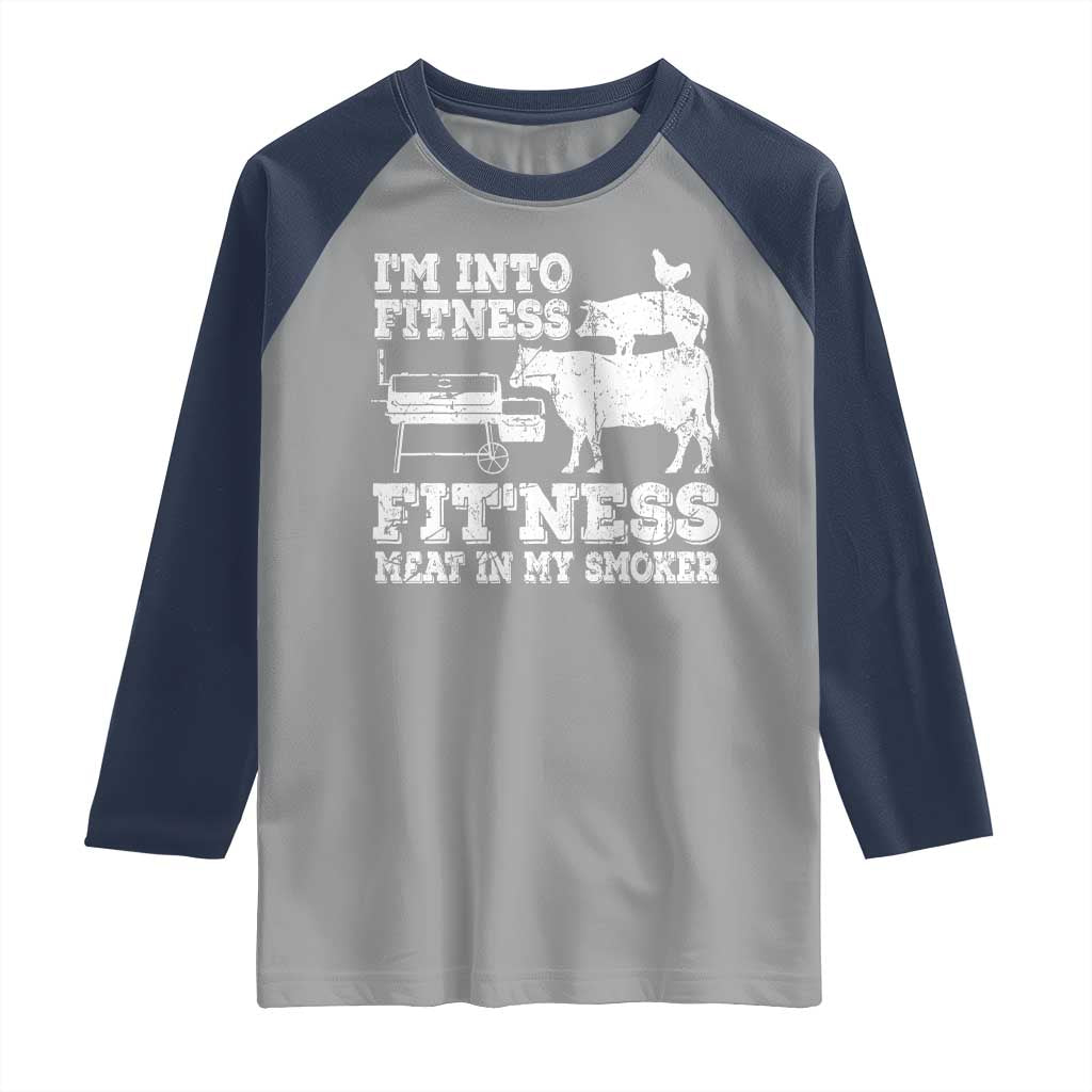 Funny BBQ Raglan Shirt Meat Smoking Barbeque Griller Grilling Gifts TS10 Sport Gray Navy Print Your Wear