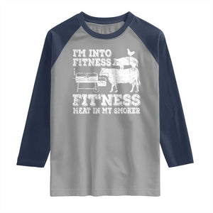Funny BBQ Raglan Shirt Meat Smoking Barbeque Griller Grilling Gifts TS10 Sport Gray Navy Print Your Wear