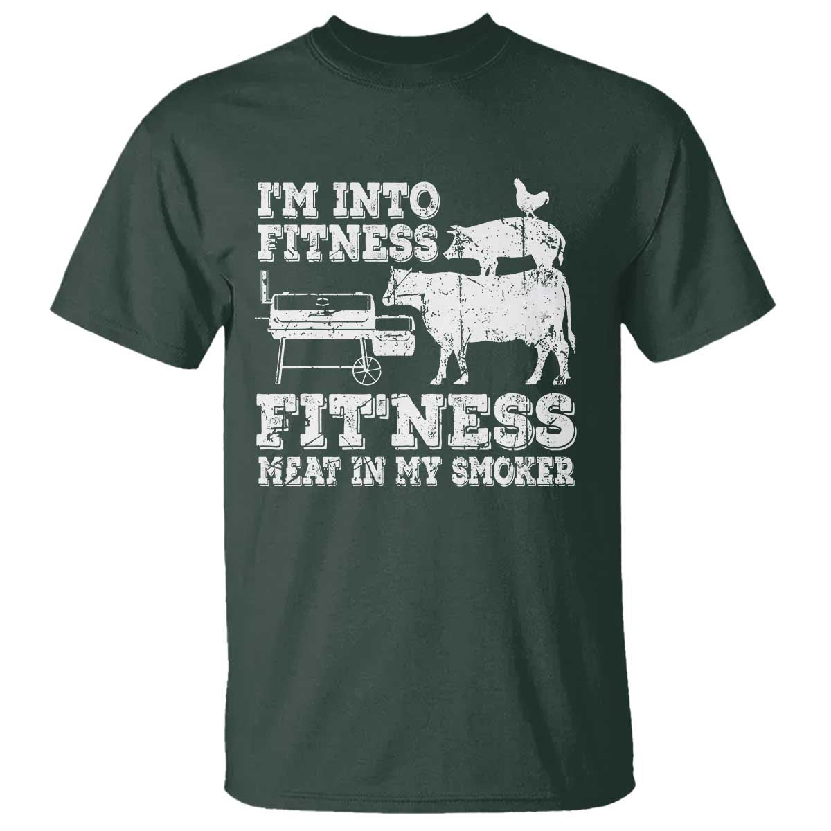 Funny BBQ T Shirt Meat Smoking Barbeque Griller Grilling Gifts TS10 Dark Forest Green Print Your Wear