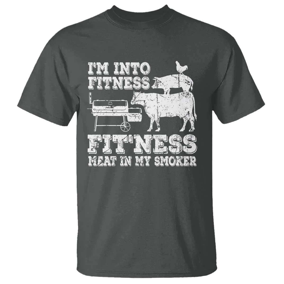 Funny BBQ T Shirt Meat Smoking Barbeque Griller Grilling Gifts TS10 Dark Heather Print Your Wear