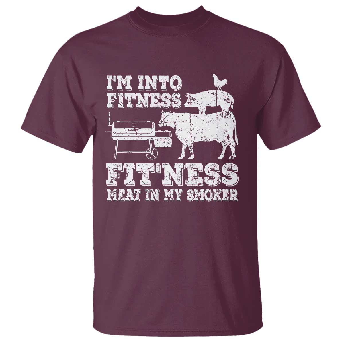 Funny BBQ T Shirt Meat Smoking Barbeque Griller Grilling Gifts TS10 Maroon Print Your Wear