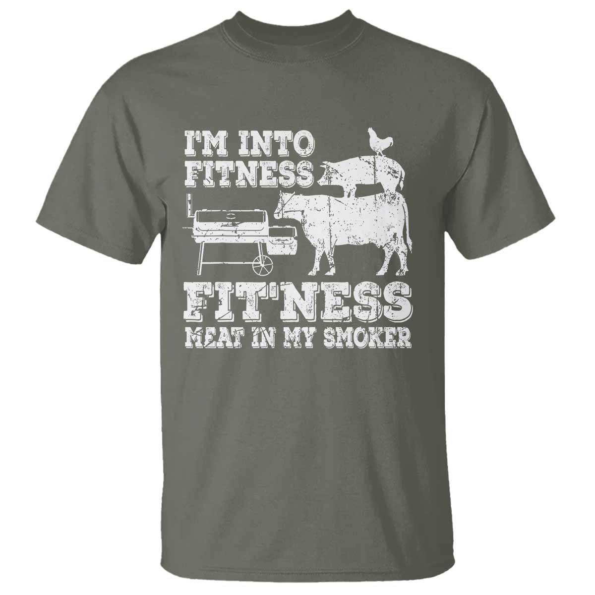 Funny BBQ T Shirt Meat Smoking Barbeque Griller Grilling Gifts TS10 Military Green Print Your Wear