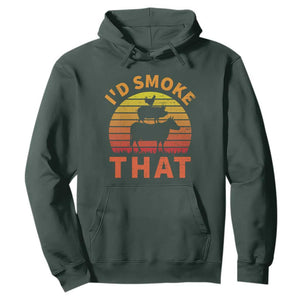Funny BBQ Hoodie I'd Smoke That Barbecue Retro Grilling Gifts TS10 Dark Forest Green Print Your Wear