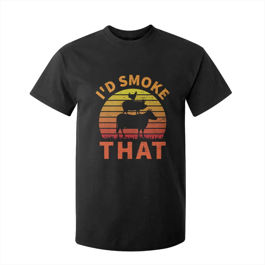Funny BBQ T Shirt For Kid I'd Smoke That Barbecue Retro Grilling Gifts TS10 Black Print Your Wear