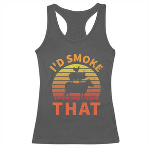 Funny BBQ Racerback Tank Top I'd Smoke That Barbecue Retro Grilling Gifts TS10 Dark Heather Print Your Wear