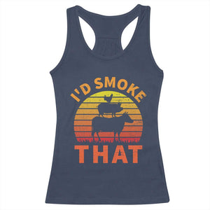 Funny BBQ Racerback Tank Top I'd Smoke That Barbecue Retro Grilling Gifts TS10 Navy Print Your Wear