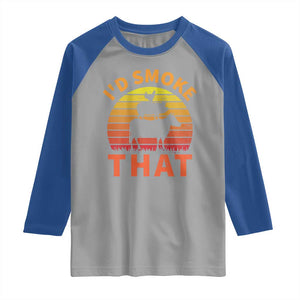 Funny BBQ Raglan Shirt I'd Smoke That Barbecue Retro Grilling Gifts TS10 Sport Gray Royal Print Your Wear
