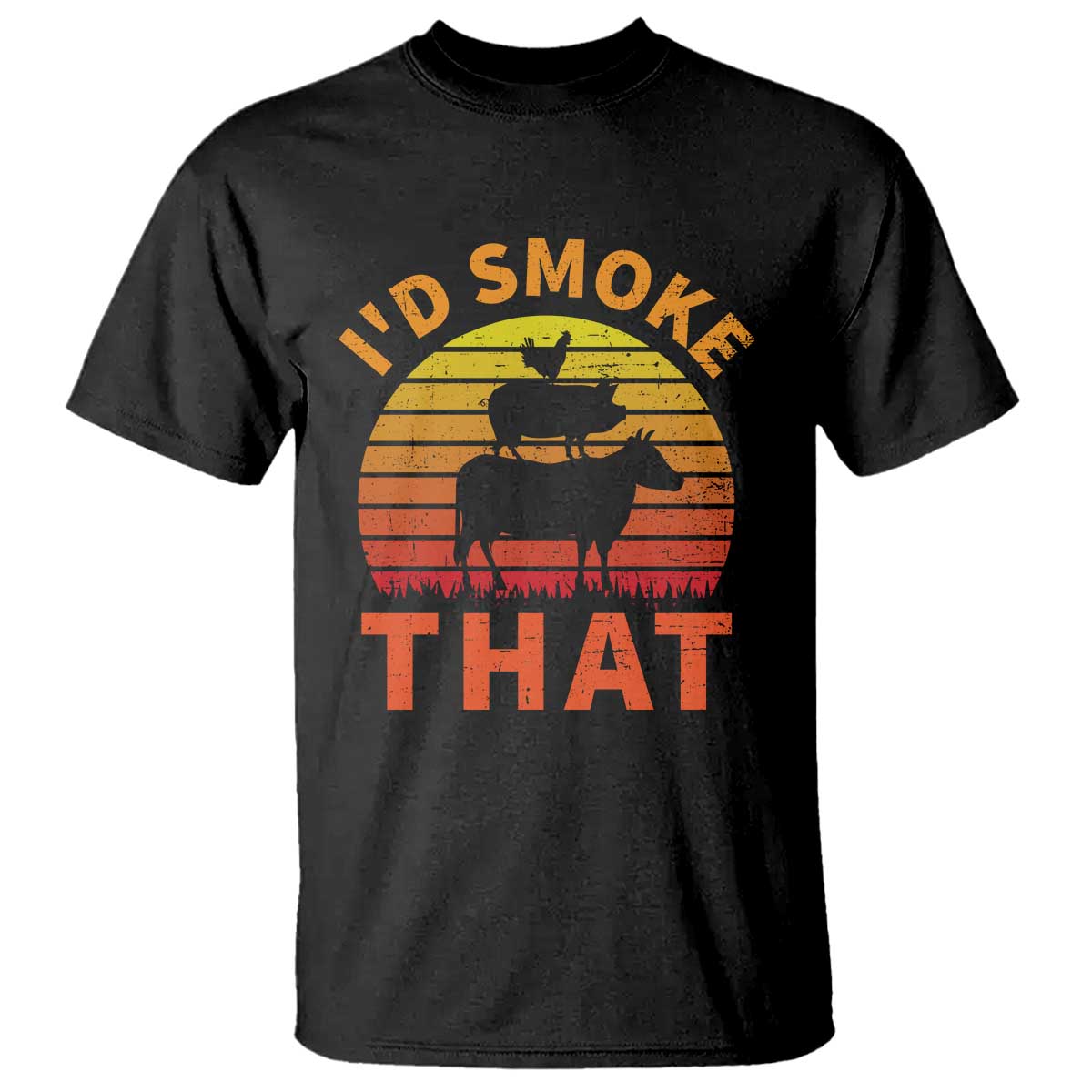 Funny BBQ T Shirt I'd Smoke That Barbecue Retro Grilling Gifts TS10 Black Print Your Wear