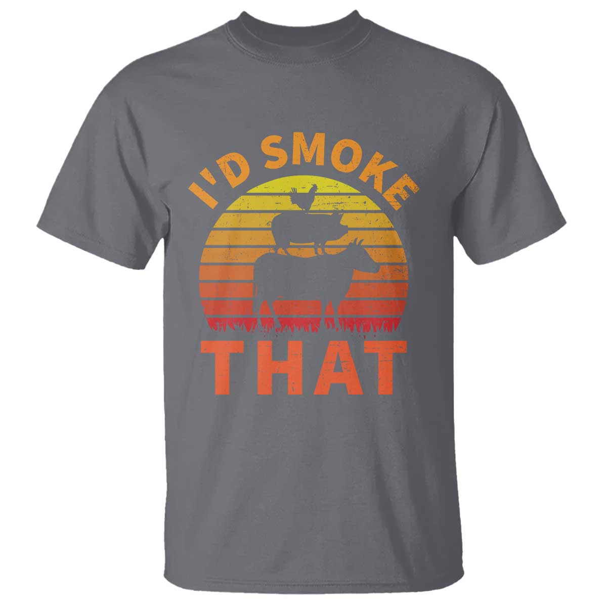 Funny BBQ T Shirt I'd Smoke That Barbecue Retro Grilling Gifts TS10 Charcoal Print Your Wear