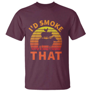 Funny BBQ T Shirt I'd Smoke That Barbecue Retro Grilling Gifts TS10 Maroon Print Your Wear