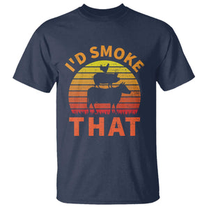 Funny BBQ T Shirt I'd Smoke That Barbecue Retro Grilling Gifts TS10 Navy Print Your Wear