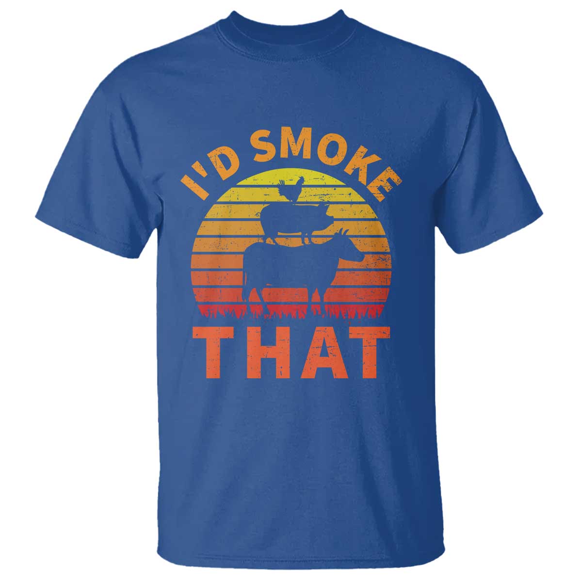 Funny BBQ T Shirt I'd Smoke That Barbecue Retro Grilling Gifts TS10 Royal Blue Print Your Wear