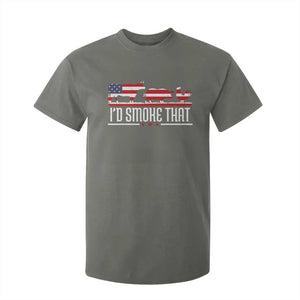 BBQ T Shirt For Kid 4th July I'd Smoke That Patriot Barbeque Cook Chef TS10 Military Green Print Your Wear