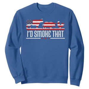 BBQ Sweatshirt 4th July I'd Smoke That Patriot Barbeque Cook Chef TS10 Royal Blue Print Your Wear