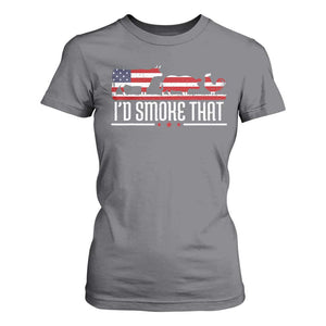 BBQ T Shirt For Women 4th July I'd Smoke That Patriot Barbeque Cook Chef TS10 Charcoal Print Your Wear