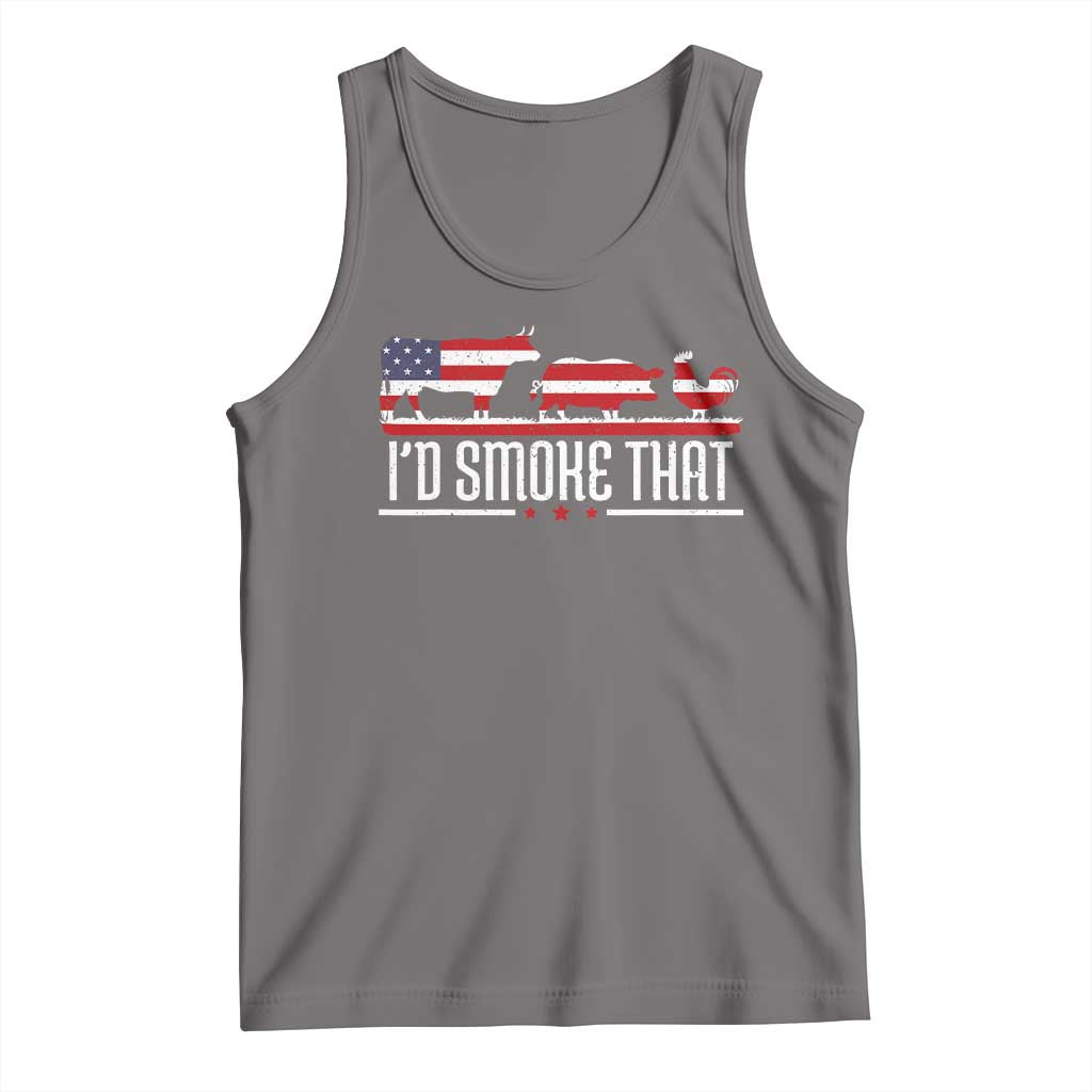 BBQ Tank Top 4th July I'd Smoke That Patriot Barbeque Cook Chef TS10 Deep Heather Print Your Wear