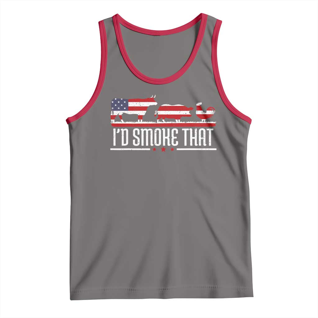BBQ Tank Top 4th July I'd Smoke That Patriot Barbeque Cook Chef TS10 Deep Heather Red Print Your Wear
