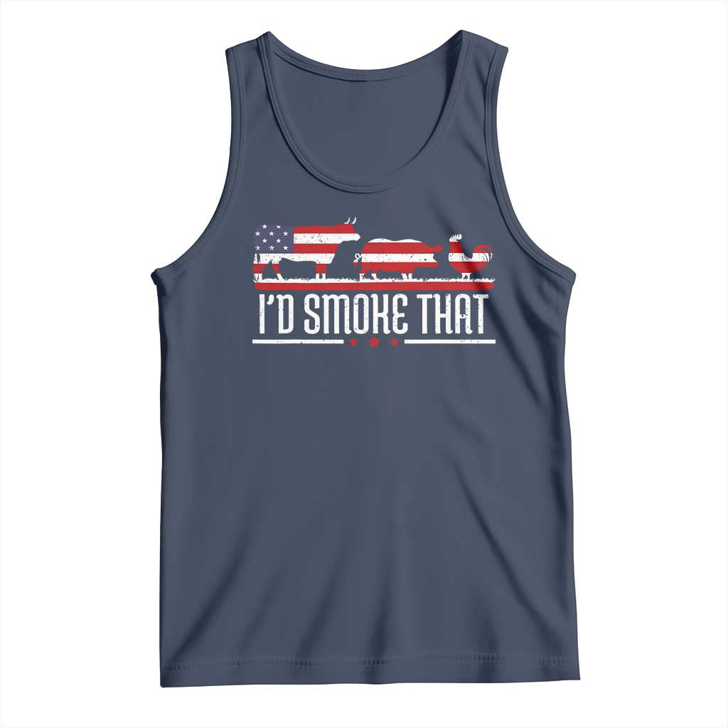BBQ Tank Top 4th July I'd Smoke That Patriot Barbeque Cook Chef TS10 Navy Print Your Wear