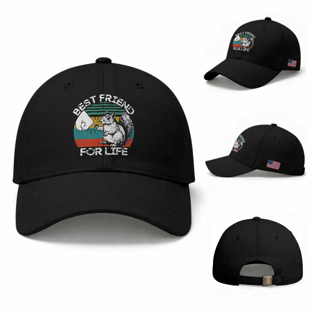 Squirrel Lover Baseball Cap Funny Vintage Squirrel Gift Best Friend For Life TS10 Baseball Cap Universal Fit Black Print Your Wear
