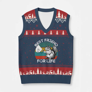 Squirrel Lover V-Neck Knit Sweater Vest Funny Vintage Squirrel Gift Best Friend For Life TS10 Navy Red Print Your Wear