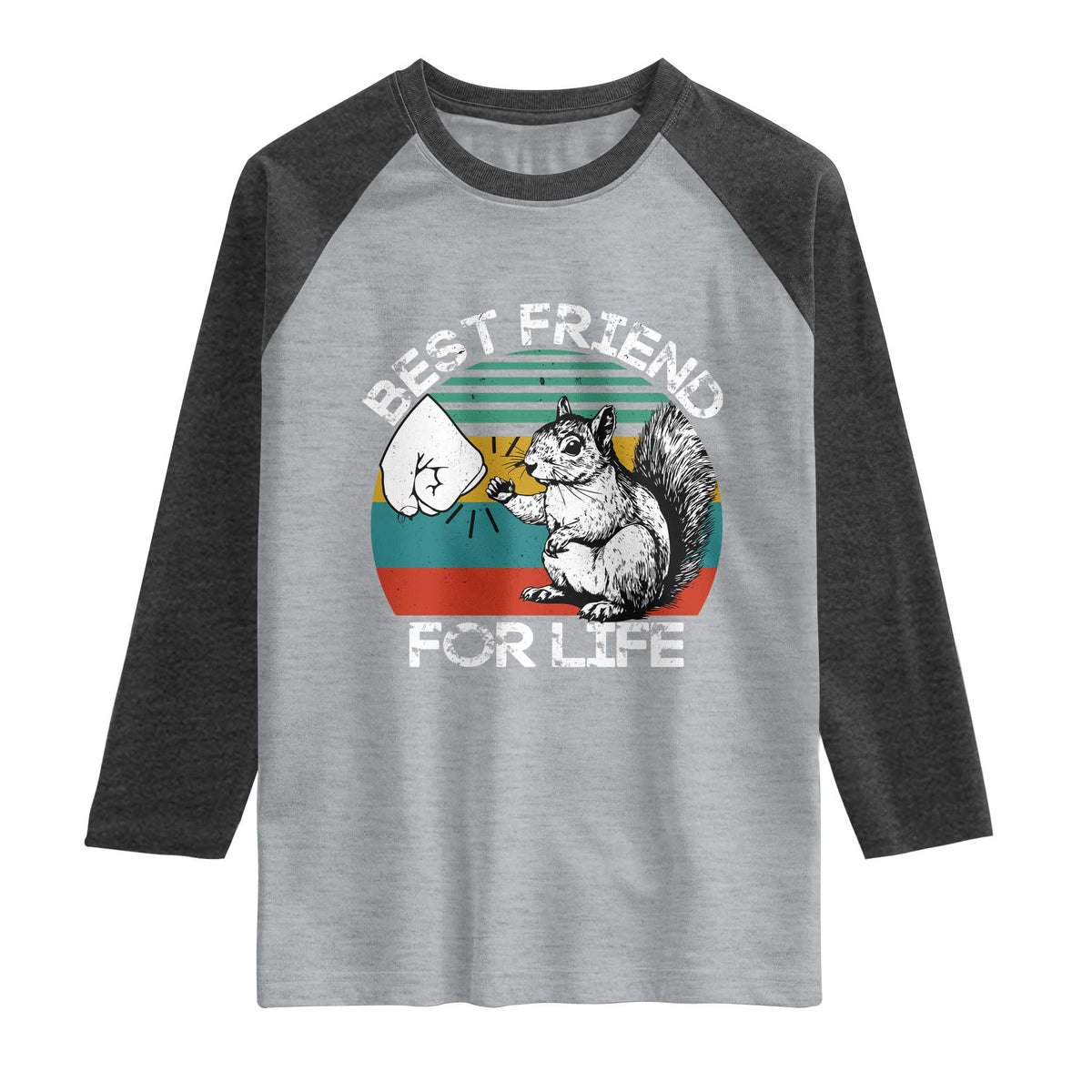 Squirrel Lover Raglan Shirt Funny Vintage Squirrel Gift Best Friend For Life TS10 Heather Gray Heather Charcoal Print Your Wear
